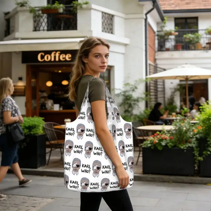 Sac fourre-tout Karl Who en toile grande capacité, sac à bandoulière, sac de courses pour femmes