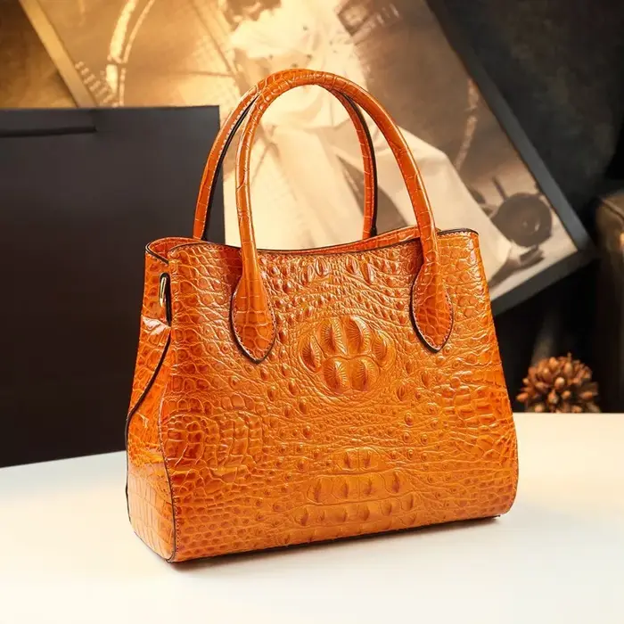 Grand sac à main en cuir brillant motif crocodile pour femme, nouveau style 2026, sac bandoulière
