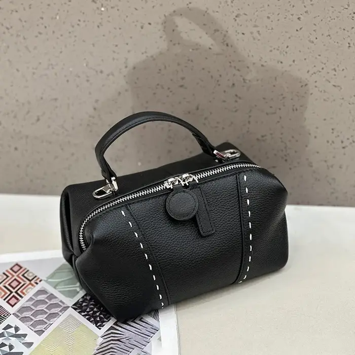 Sac Boston Mini en Cuir de Vachette Véritable pour Femme