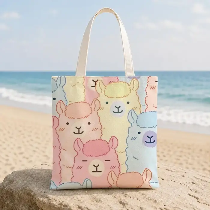 Sacs de rangement Animal A-Alpaca pour femmes, sac en toile, sac fourre-tout de grande capacité, sac
