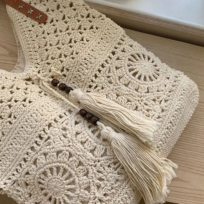 Sac fourre-tout en crochet bohème décontracté