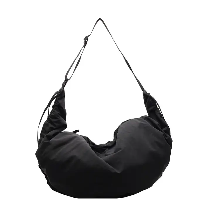 Sac à Bandoulière Hobos à la Mode, Enveloppé avec une Toile en Nylon Teinté, de Grande Capacité