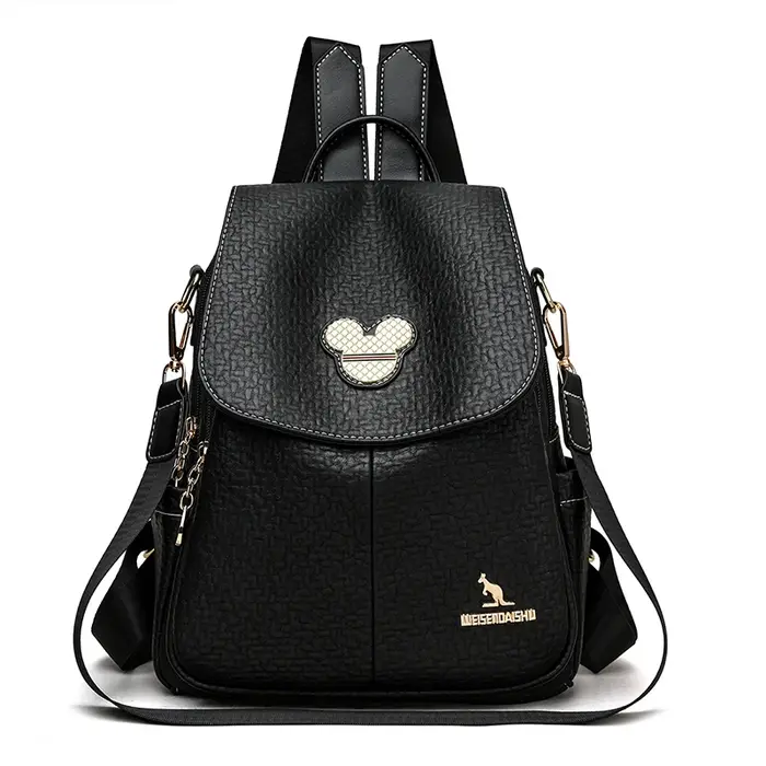 Sac à dos de voyage de luxe pour femmes, sac d'école à la mode, plusieurs poches, marque en cuir, cl