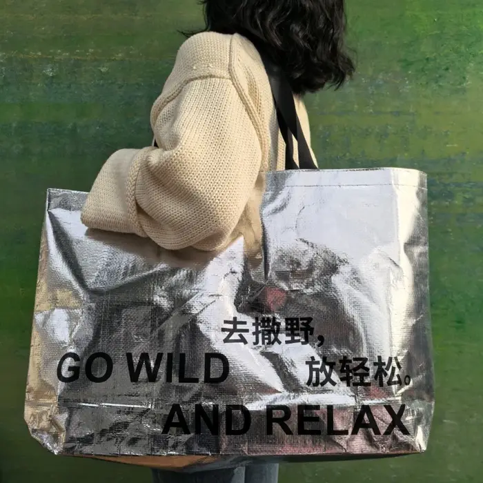 Sac de courses réutilisable argenté