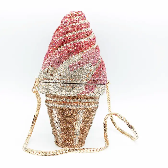 Daiwei usine en gros alimentaire style métal diamant sac à main de luxe sacs en cristal femmes strass
