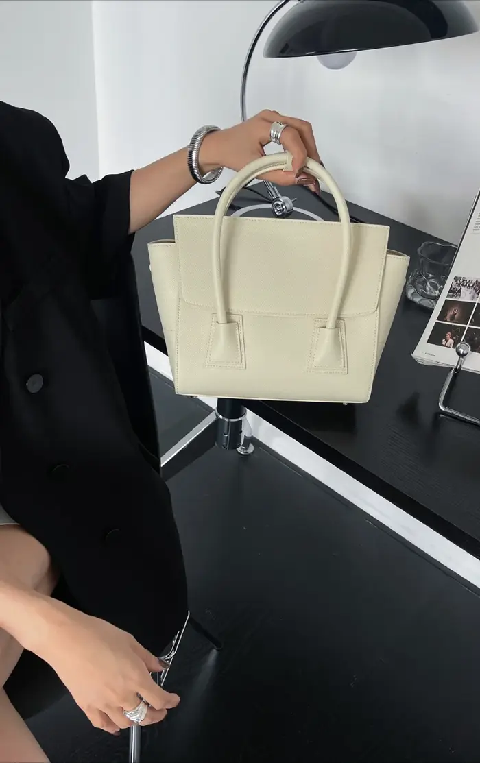 Sac à Main de Luxe en Cuir de Vache Dur pour Femme, Fourre-Tout en Molleton à Assembler, Beige, Bleu