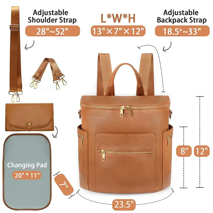 Nouveau Sac à Dos de Maternité Tendance en Cuir PU avec Matelas à Langer