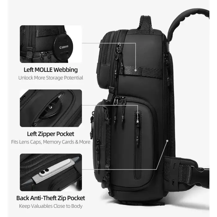 Sac à bandoulière tactique Compact pour appareil photo, sac à dos à une épaule pour photographe, Pac