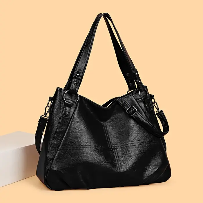 Sac à Main Simple en Cuir Souple de Grande Capacité pour Femme