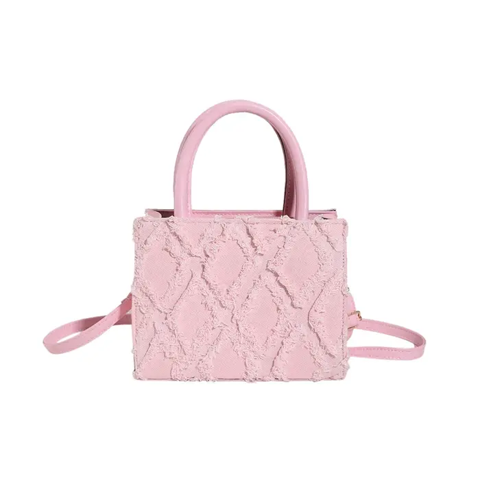 Sacs à main vintage en toile avec pompon pour femmes