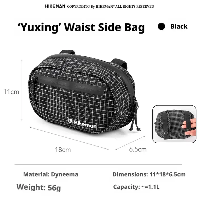 Sac banane Hikeman léger et imperméable pour la randonnée en extérieur avec système MOLLE, sac de po
