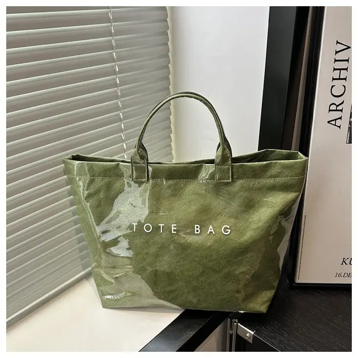 Sac fourre-tout Transparent avec lettres rétro, sac à main polyvalent décontracté, sac de banlieue S