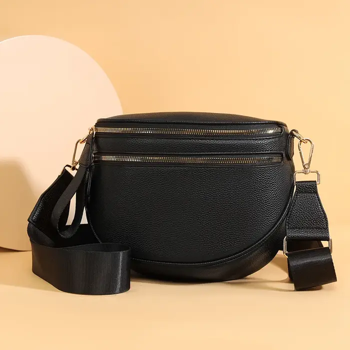 Sac pour femmes en cuir véritable nouveau 2025 Ele peau de vache souple décontracté mode Semi-circulaire large sangle d'épaule sacs à bandoulière Sac a Main