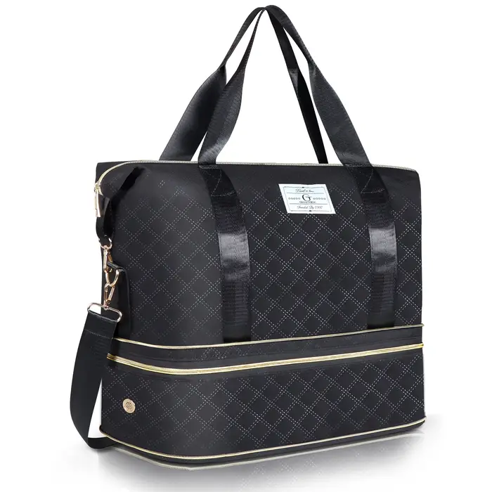 Sac de voyage pliable pour femmes, sac de voyage matelassé de grande capacité avec compartiment à ch