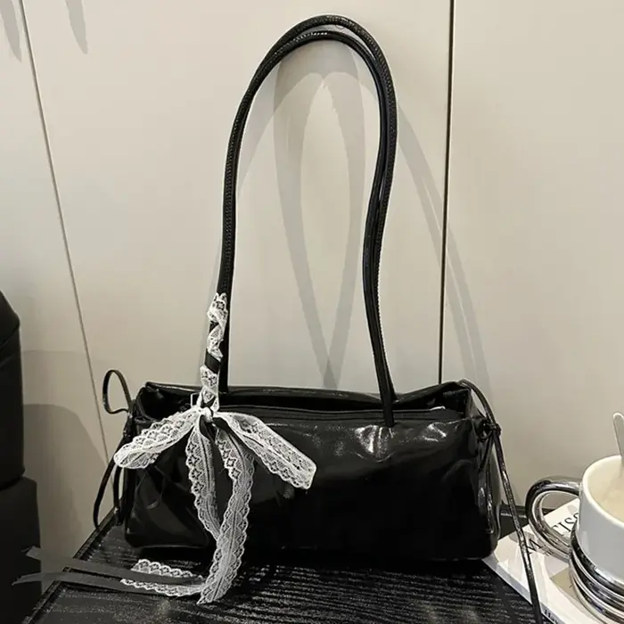 Y2K – sac à main avec nœud en dentelle, sacs carrés élégants français, sac à bandoulière Simple Styl
