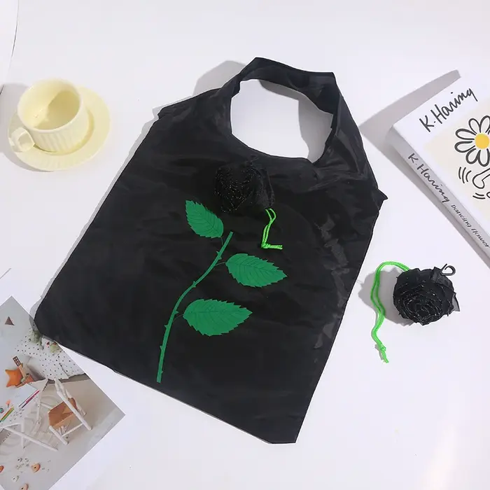 🧫 Sac de courses pliable à motif de fleurs roses