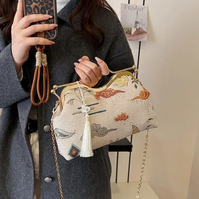 JOinitied-Pochette à franges vintage pour femme