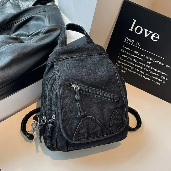 Rétro grande capacité lavé denim simple sacs à dos femmes trajet fourre-tout sac 2025