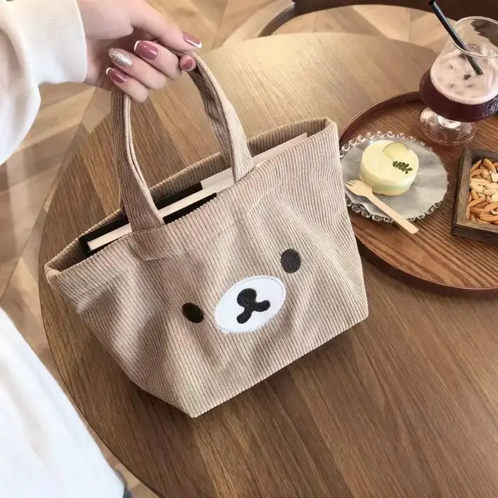 Sac portable japonais Rilakkuma en velours côtelé