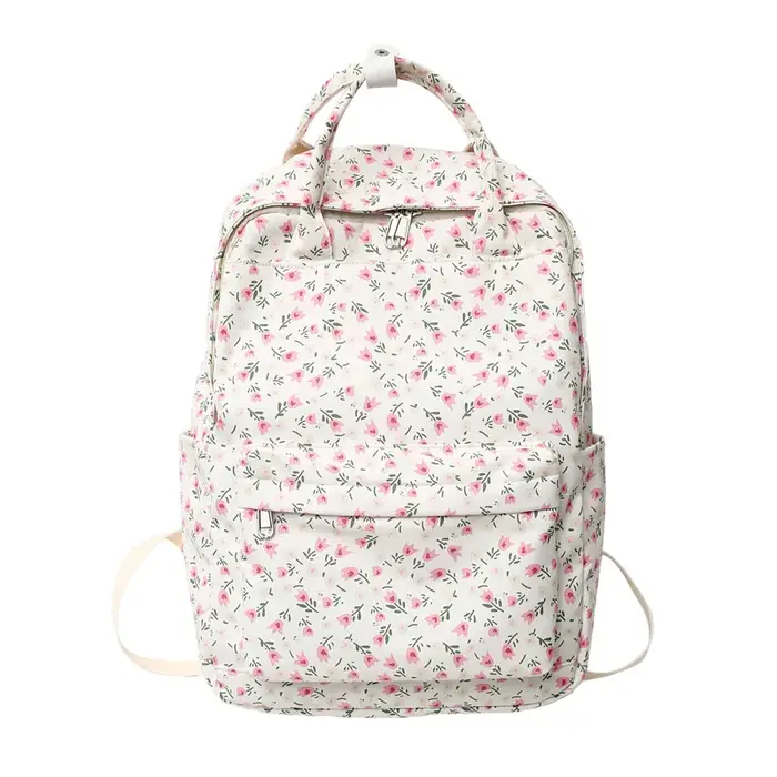 Sac à dos floral frais pour étudiante, sac à main de voyage, style urbain simple, sac en nylon pour femme, antivol, réduction de la charge, lycée, éducation
