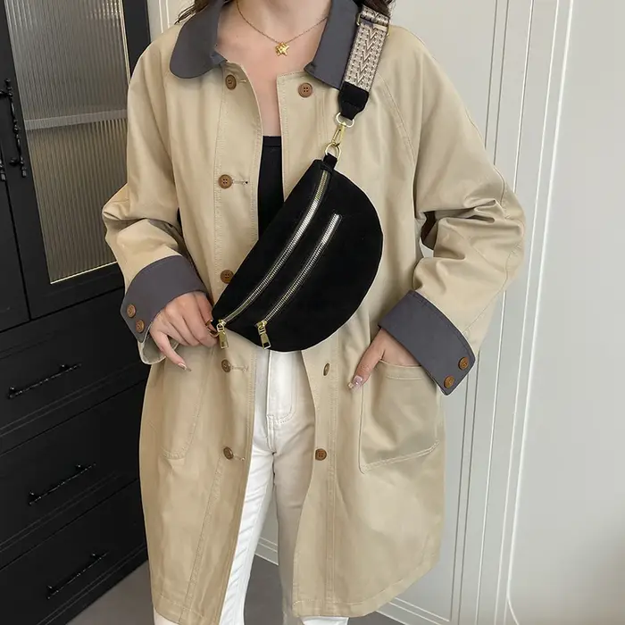 2025 hiver Faux daim poitrine sac femme taille sac rue tendance Fanny Pack voyage décontracté