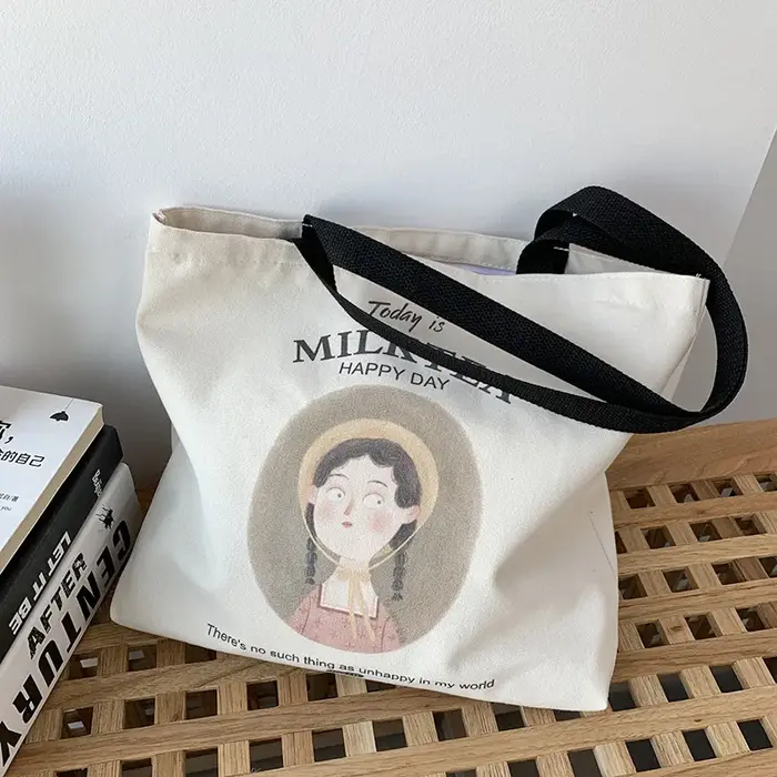 Sac fourre-tout en toile réutilisable pour femmes et filles