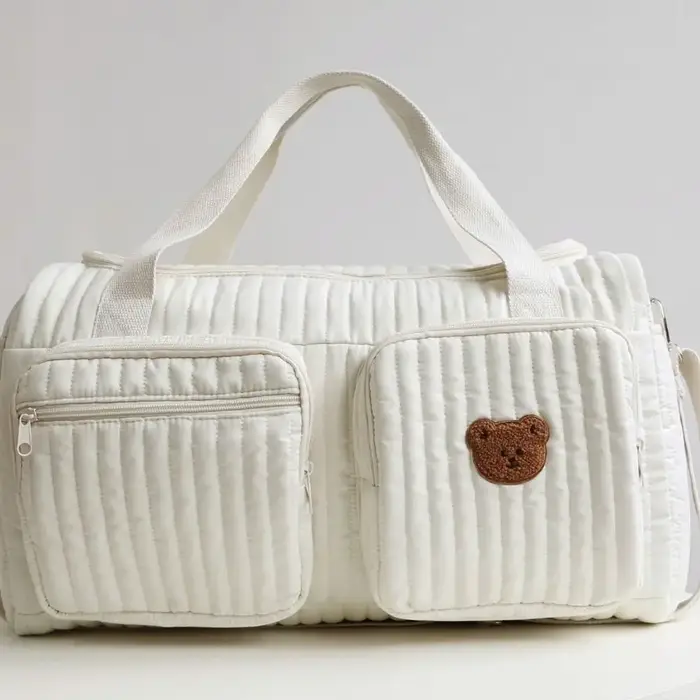 Petit ours brodé sac à couches pour bébé grande capacité pratique sac fourre-tout à langer avec bandoulière loisirs