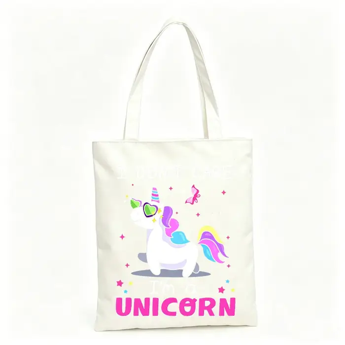 Sac fourre-tout en toile pour femme avec imprimé créatures fantastiques et graphisme style slogan, i