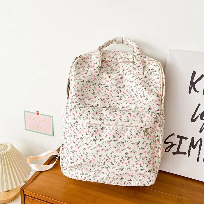 Sac à dos floral personnalisé pour filles douces, lycéennes légères, noms brodés pour sacs à dos pour filles