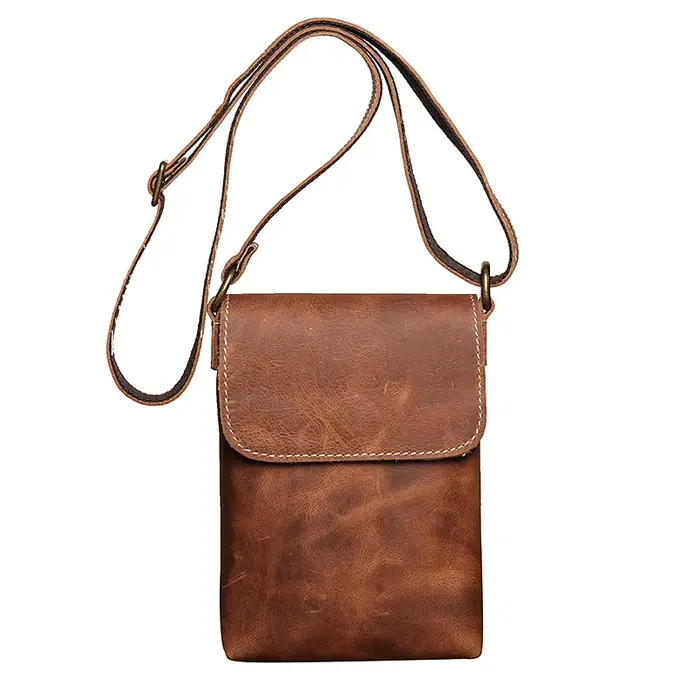 Poudres de téléphone portable en cuir véritable avec sangle initiée, petit sac à bandoulière, sac à bandoulière pour l'extérieur, hommes et femmes, mode