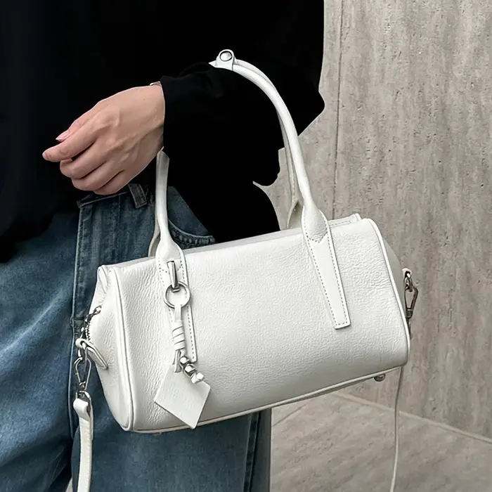 Sacs à bandoulière en cuir de vache véritable pour femmes, fourre-tout rétro Boston de styliste, sac