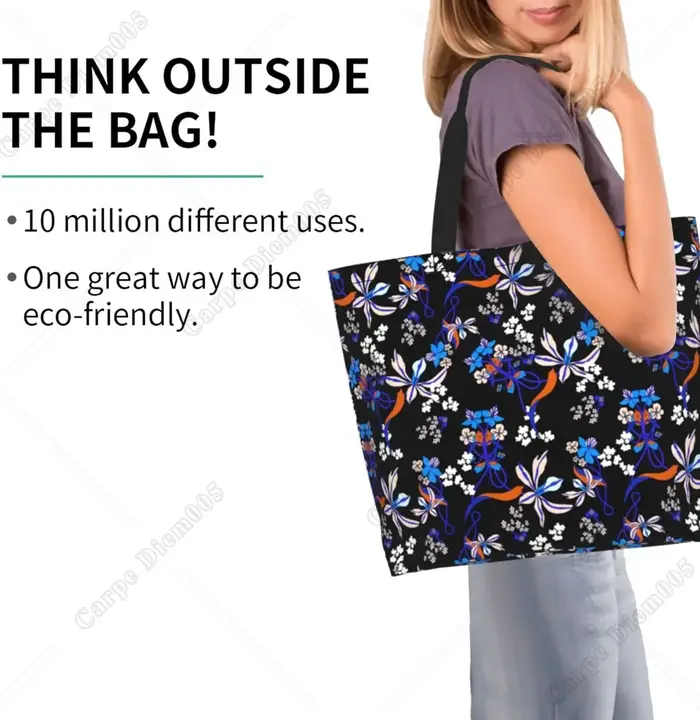 Sac fourre-tout floral bleu vintage pour femme