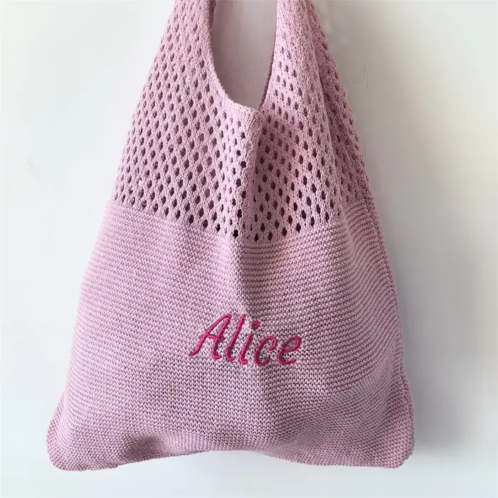 Sac fourre-tout en laine tricoté de couleur unie