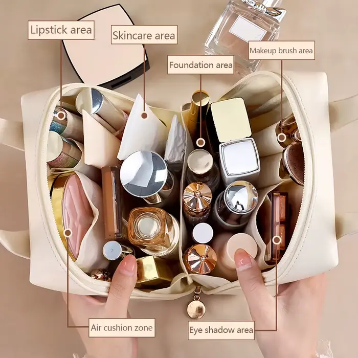 Sac à cosmétiques Portable de grande capacité, sac de rangement de maquillage étanche, sac de rangement de cosmétiques tendance de haute valeur esthétique