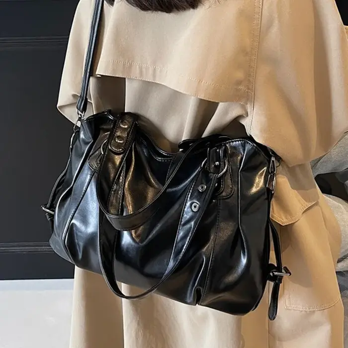 Sac fourre-tout en cuir vintage pour femmes