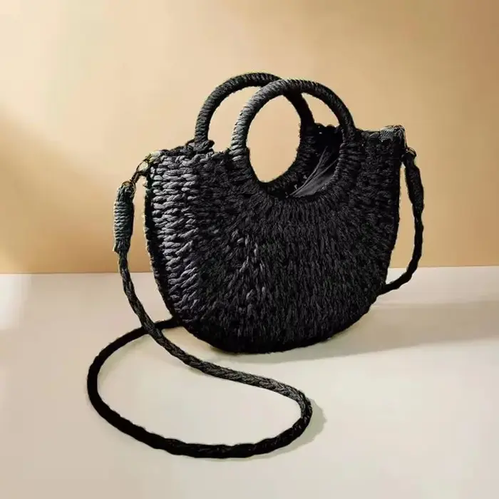 Yogodlns fait à la main demi-rond rotin tissé sac de paille été femmes messager sacs à bandoulière filles petit sac