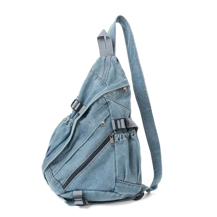 Sac à bandoulière en denim délavé vintage pour homme et femme, multifonctionnel, rétro, grande capac