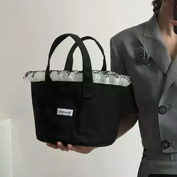 Sac fourre-tout en toile de dentelle Ins coréen, sac à main Portable de grande capacité, sacs à main