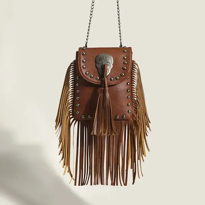 Bohème crâne Rivet chaîne frange gland mode Vintage femmes fille Punk sacs