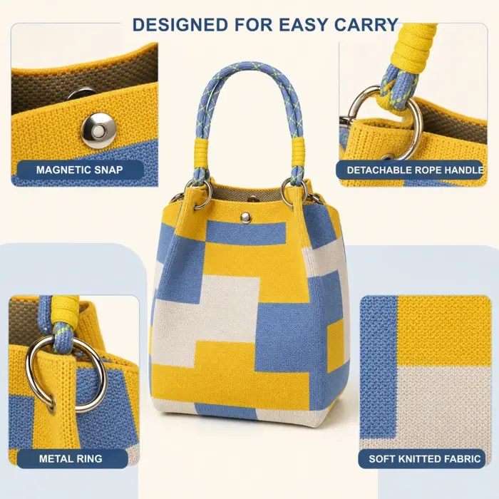 Mini sac seau tricoté pour femme