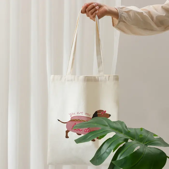 Sacs fourre-tout brodés à motif de chien Leon pour femmes et filles