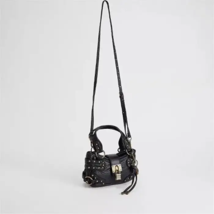 Nouveau Vintage Rivet noir sac de messager portefeuilles femmes haute rue poignée en cuir Mini sac Y2k dames rétro sac