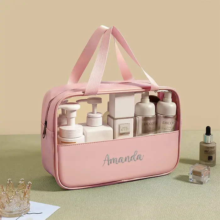 Sac à cosmétiques personnalisé avec coutures brodées