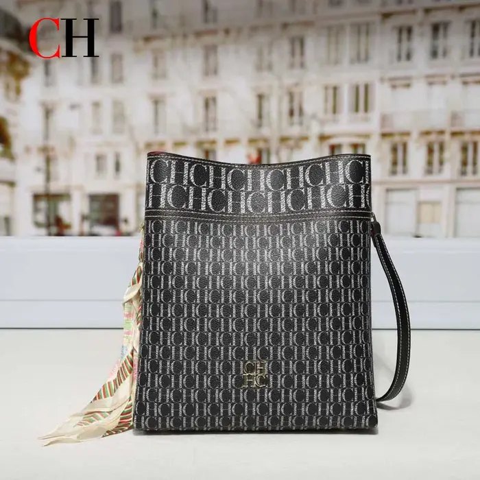 Sac seau vintage CH pour femme avec foulard en soie
