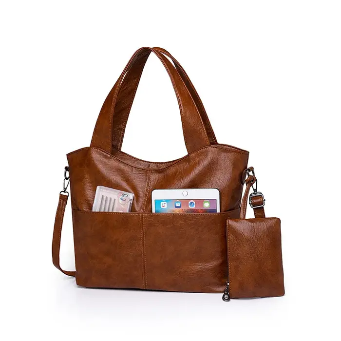 Sac fourre-tout en cuir souple grande capacité
