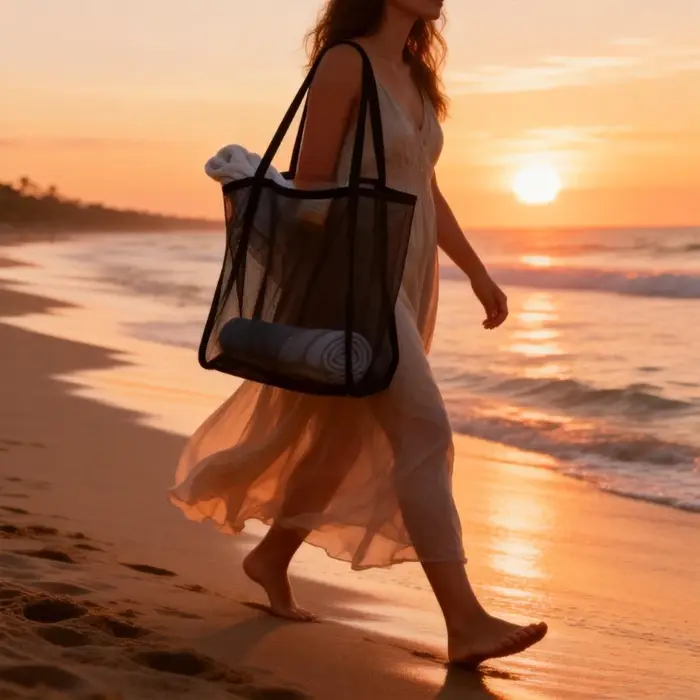 Grand sac de plage en maille