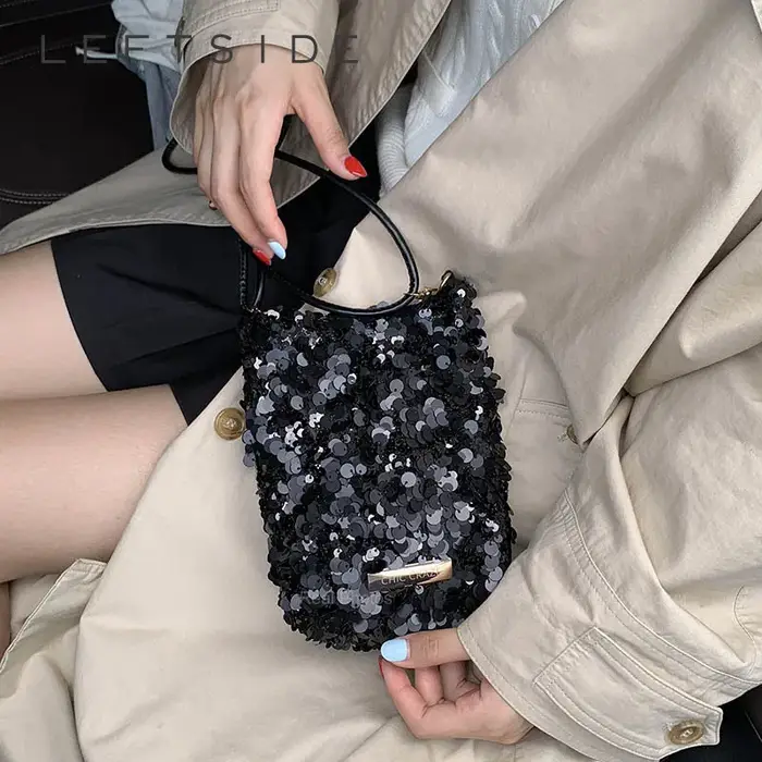 LEFTSIDE Mini paillettes sacs à bandoulière pour femmes 2025 concepteur nouvelle soirée Bling