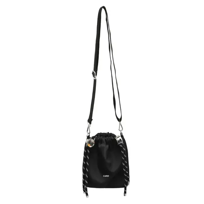 Sac seau noir coréen avec cordon de serrage, en nylon, portable, style INS, sac à bandoulière de lux