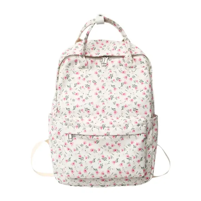 Sac à dos floral frais pour étudiante, sac à main de voyage, style urbain simple, sac en nylon pour femme, antivol, réduction de la charge, lycée, éducation