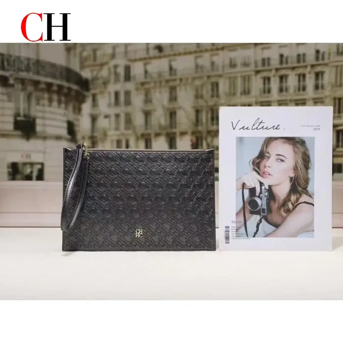Pochette CH pour femme en cuir PU gaufré monogramme